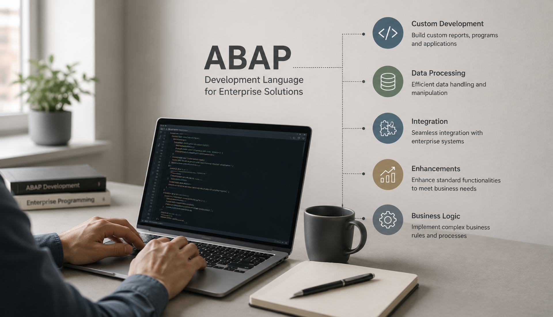 SAP ABAP training course at Dimension Technologies covering custom development, data processing, integration and business logic