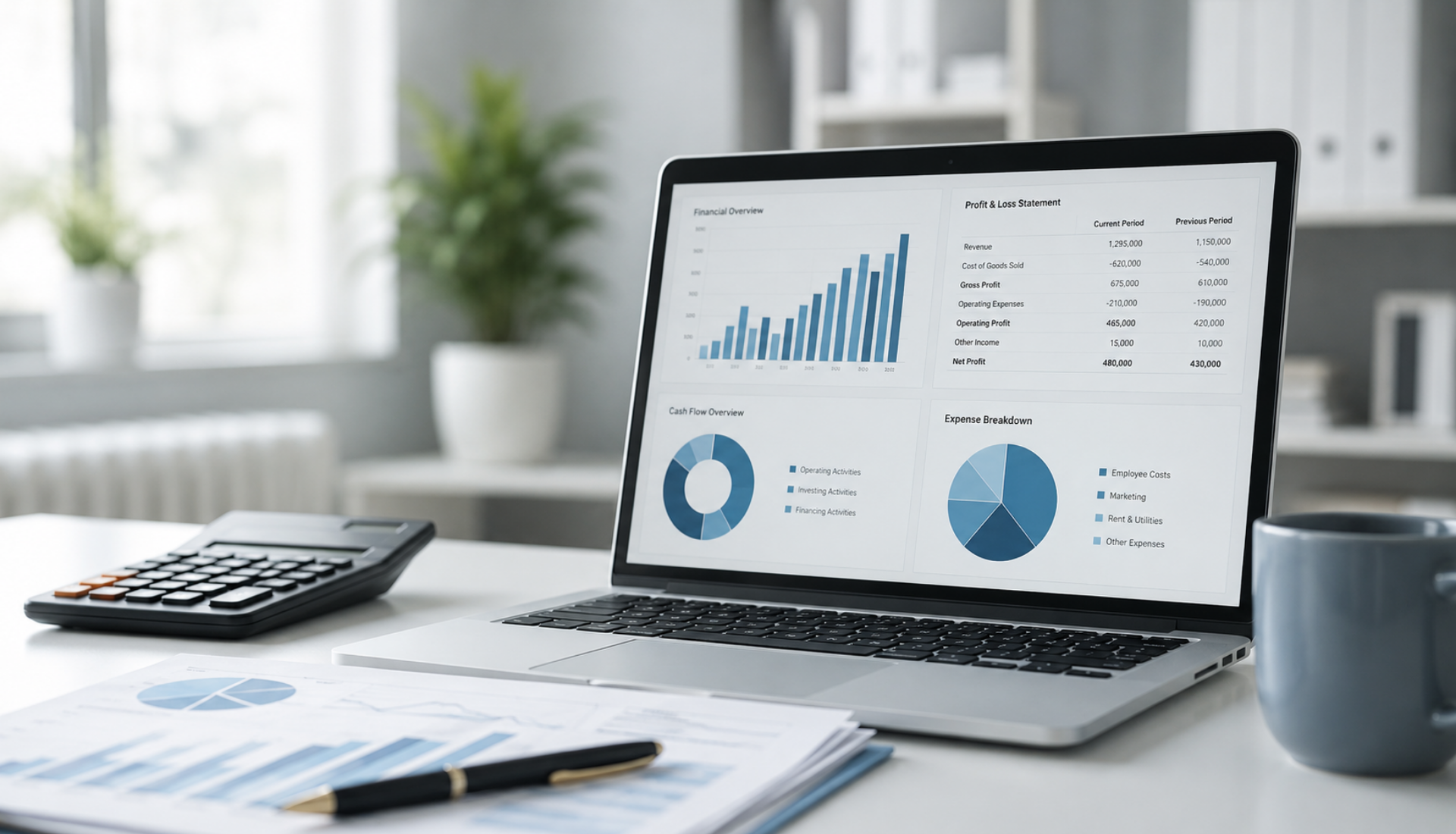 SAP Management Accounting training covering P&L, cash flow, expense analysis and financial reporting